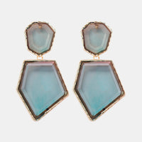 Geometrical Shape Zinc Alloy Frame Resin Dangle Earrings