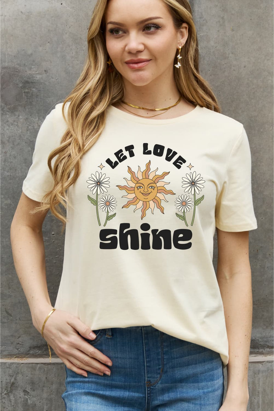 Simply Love Full Size LET LOVE SHINE Graphic Cotton Tee