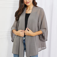 Melody Just Breathe Full Size Chiffon Kimono in Grey