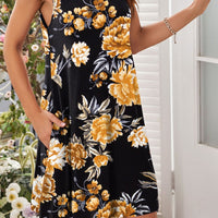 Printed Round Neck Sleeveless Dress