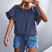 Flutter Sleeve Tie-Front Blouse