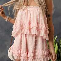 Swiss Dot Ruffled Strapless Romper