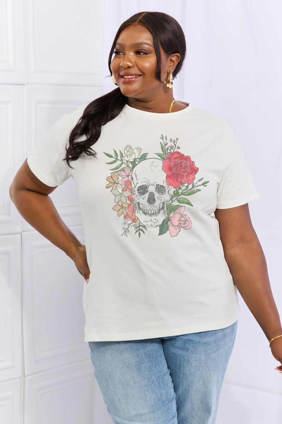 Simply Love Full Size Skull Graphic Cotton Tee