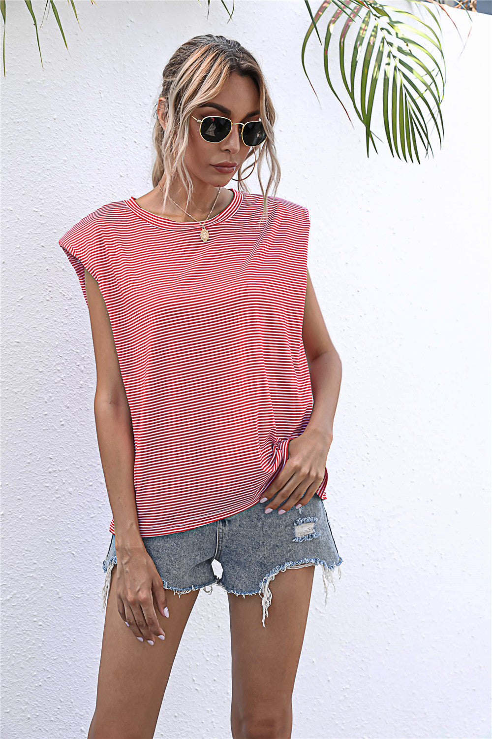 Round Neck Cap Sleeve Tee