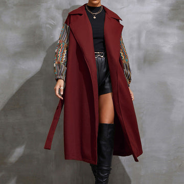 Woolen Pattered Sleeve Coat