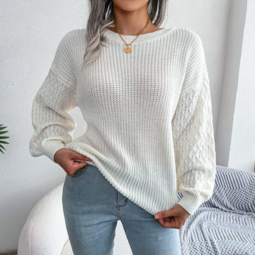 Round Neck Dropped Shoulder Sweater