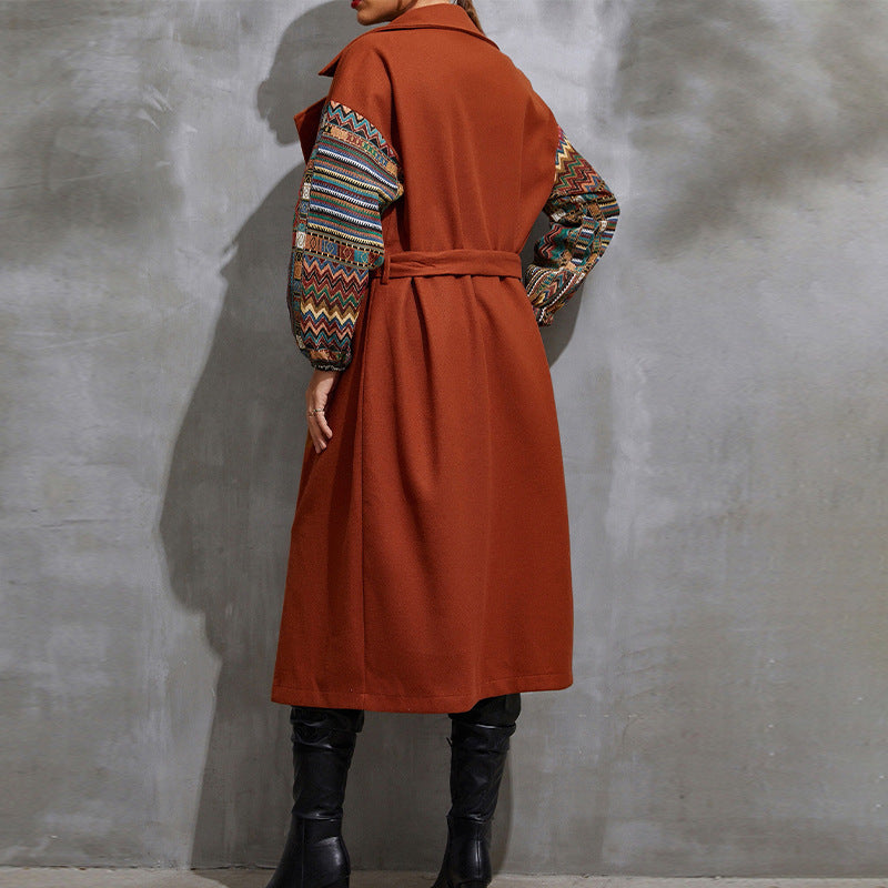 Woolen Pattered Sleeve Coat