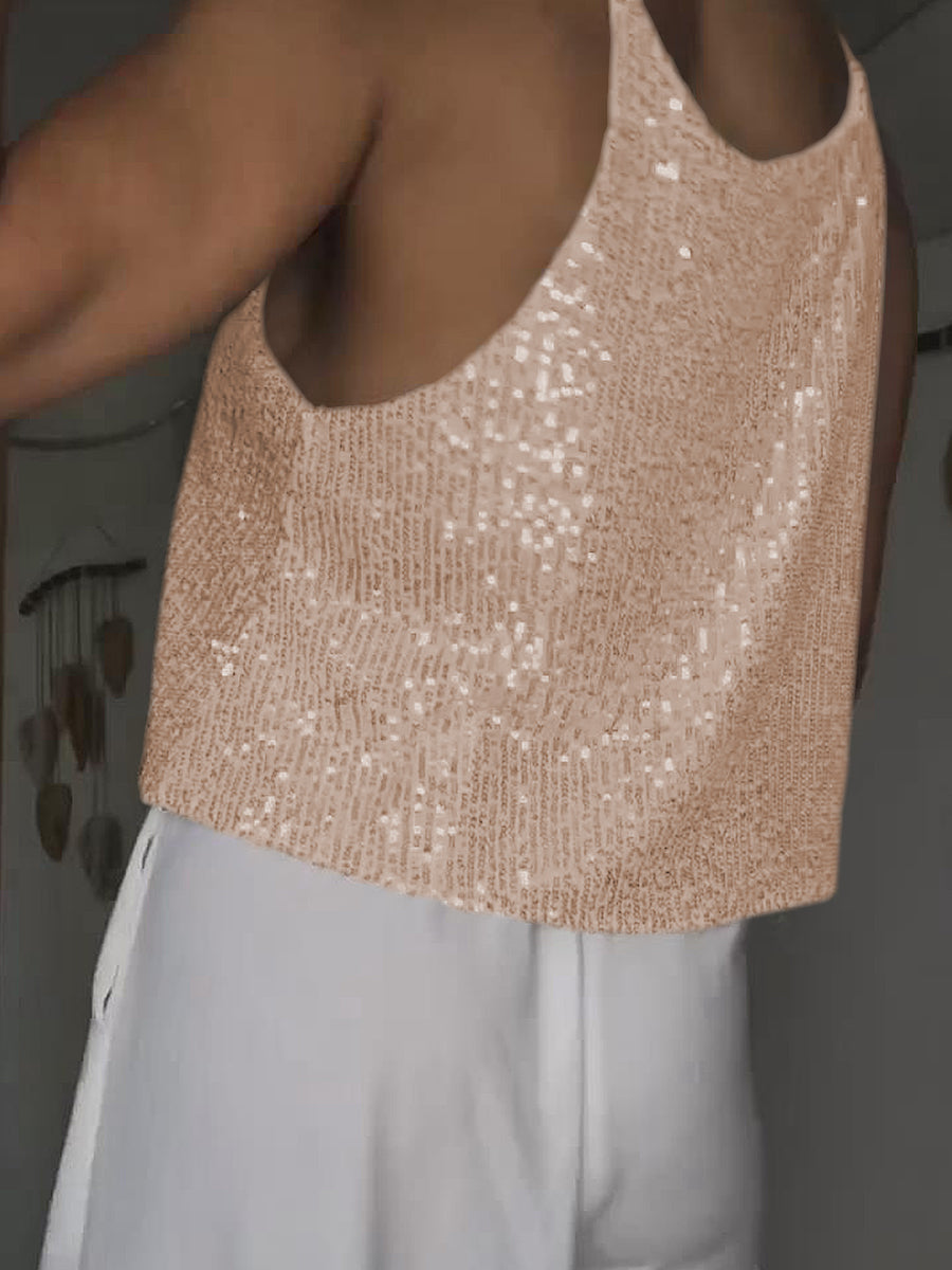 Sequin Deep V Tank