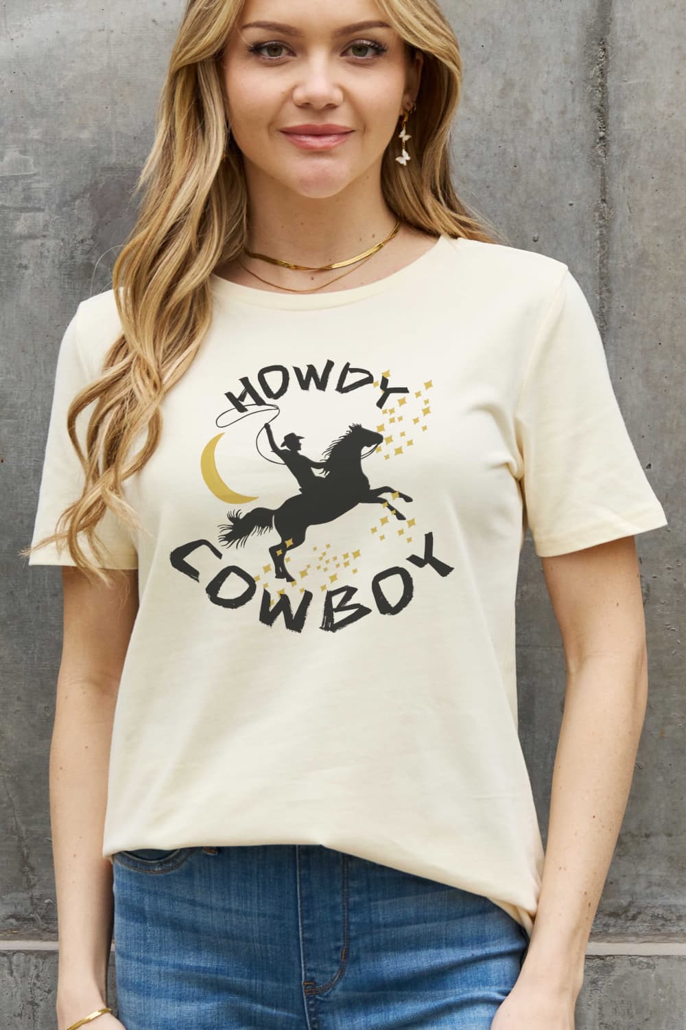 Simply Love Full Size HOWDY COWBOY Graphic Cotton Tee