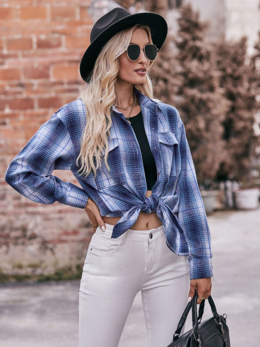 Plaid Dropped Shoulder Longline Shirt