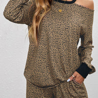 Leopard Print Cutout Top and Shorts Lounge Set