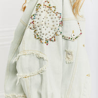 POL Bead It Up Beaded Denim Jacket