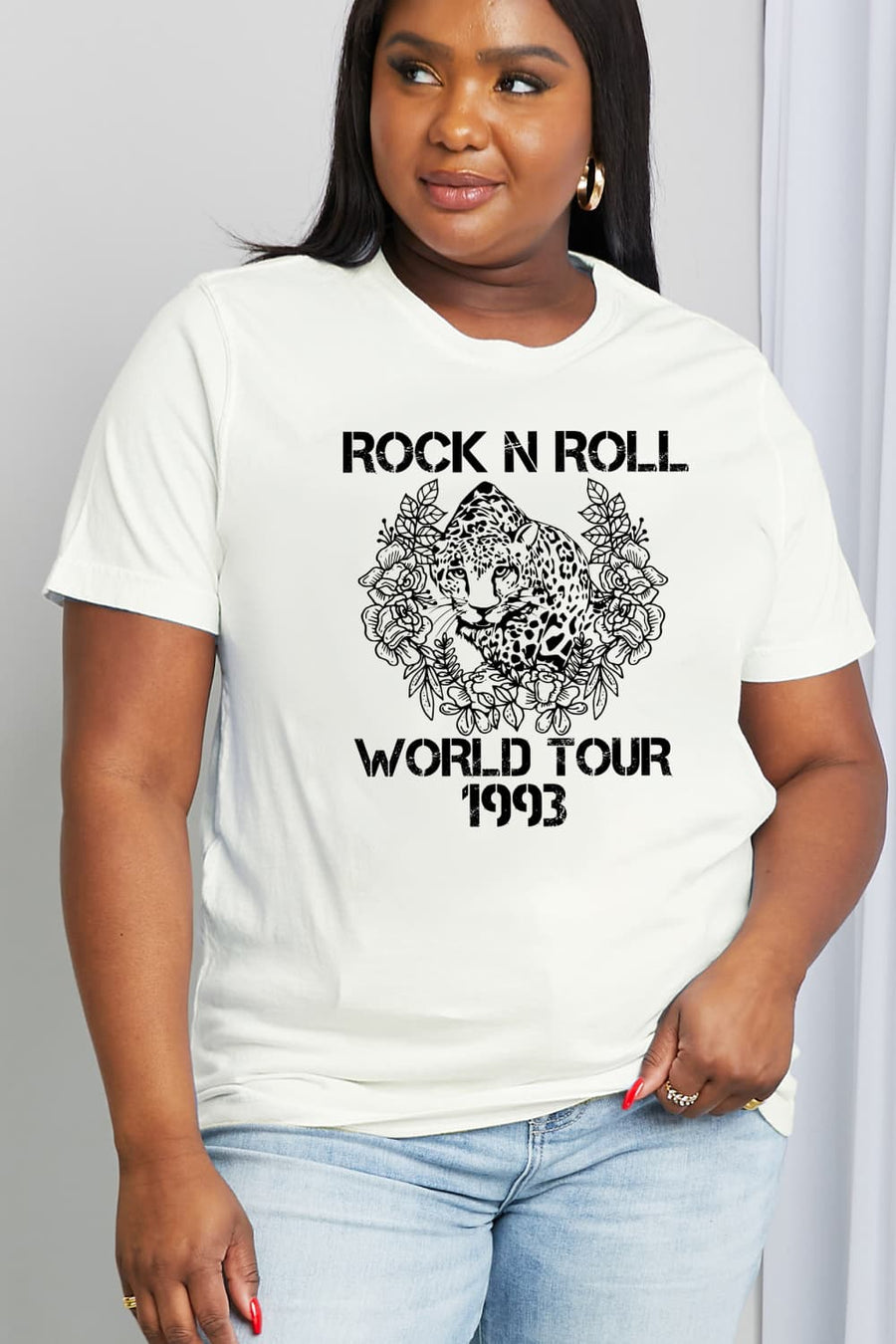 Simply Love Full Size ROCK N ROLL WORLD TOUR 1993 Graphic Cotton Tee