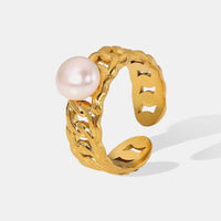 Pearl Stainless Steel Open Ring