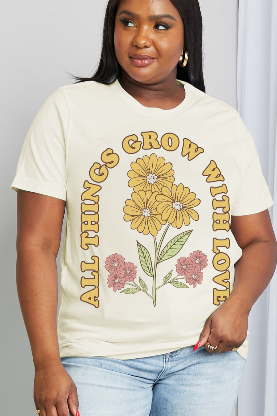 Simply Love Full Size ALL THINGS GROW WITH LOVE Graphic Cotton Tee