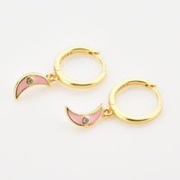 Zircon Moon Drop Huggie Earrings