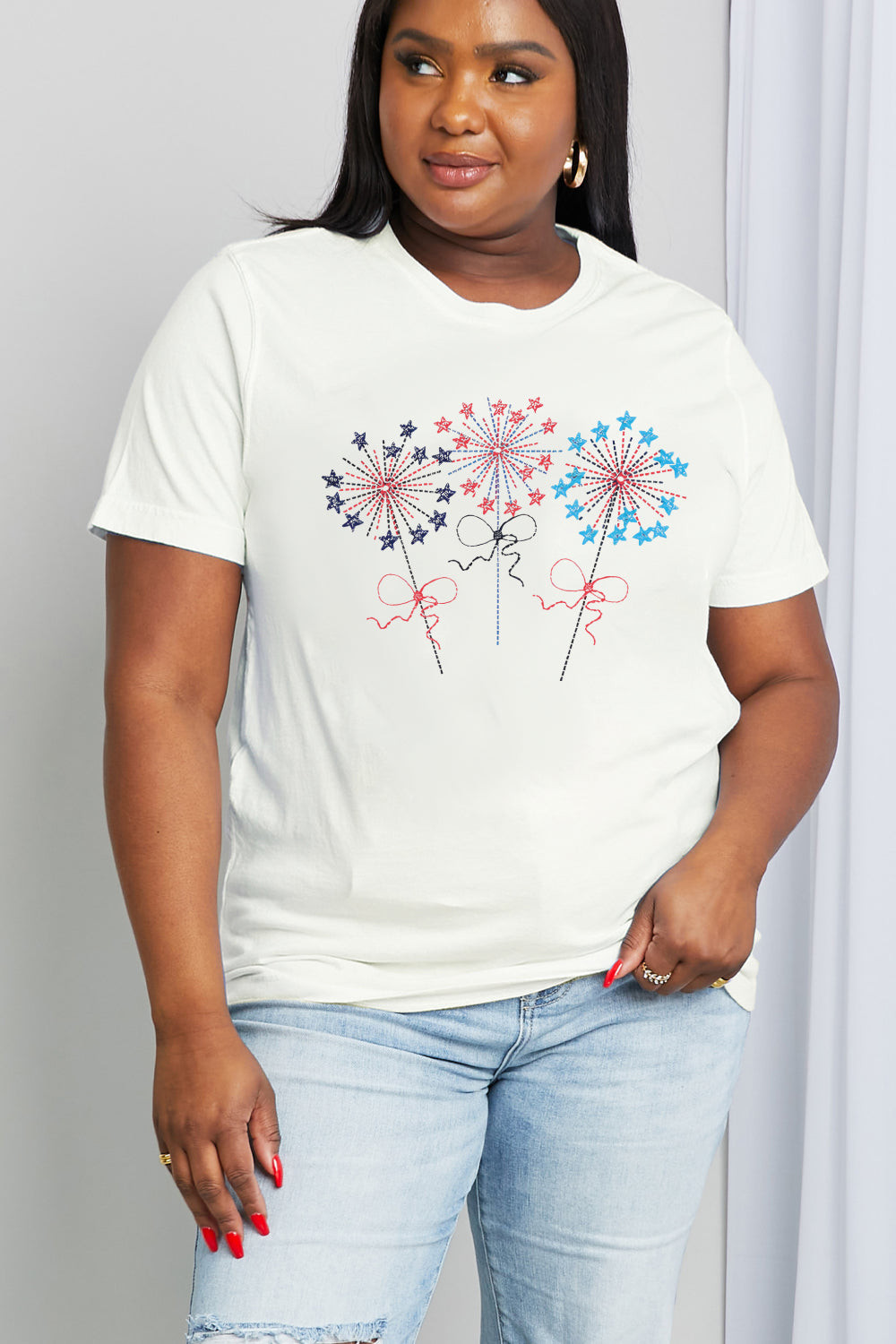 Simply Love Full Size Fireworks Graphic Cotton Tee