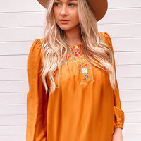 Embroidered Puff Sleeve Blouse