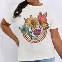 Simply Love Full Size Flower & Butterfly Graphic Cotton Tee