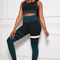 Striped Sports Bra and High Waisted Yoga Leggings Set