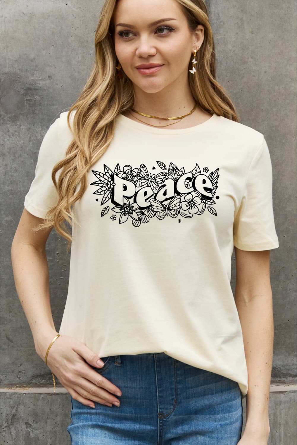 Simply Love Full Size PEACE Graphic Cotton Tee