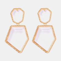 Geometrical Shape Zinc Alloy Frame Resin Dangle Earrings