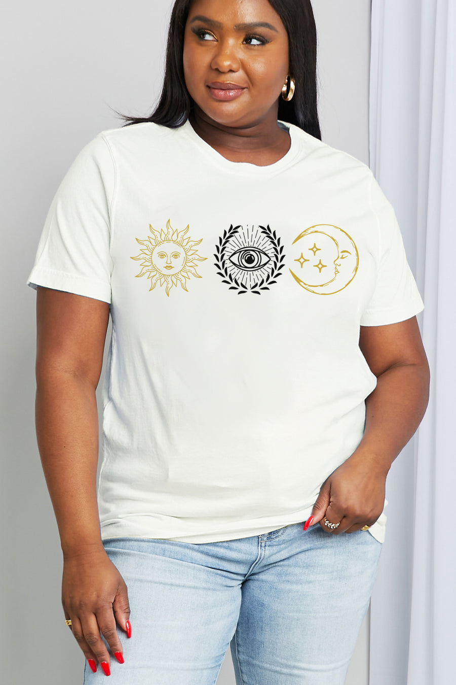 Simply Love Full Size Sun & Moon Graphic Cotton Tee