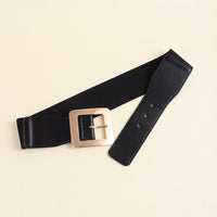 Square Buckle Stretch Leather Belt