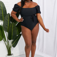 Marina West Swim Salty Air Puff Sleeve One-Piece in Black