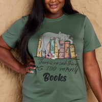 Simply Love Full Size Cat & Books Graphic Cotton Tee