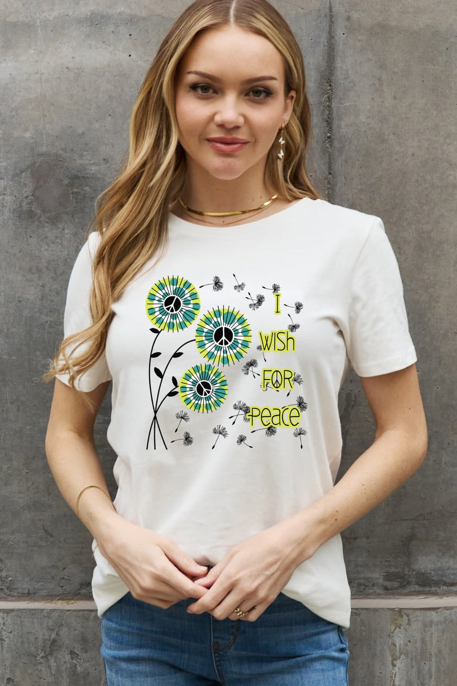 Simply Love Full Size I WISH FOR PEACE Graphic Cotton Tee