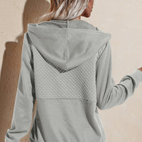 Quilted Patchwork  Button Sweatshirt Hoodie