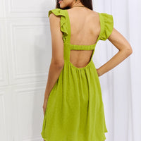 Culture Code Sunny Days Full Size Empire Line Ruffle Sleeve Dress in Lime