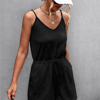 Spaghetti Strap V-Neck Pocket Romper