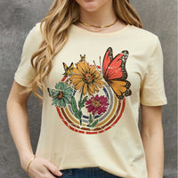 Simply Love Full Size Flower & Butterfly Graphic Cotton Tee