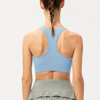 Zip-Up Round Neck Sports Bra