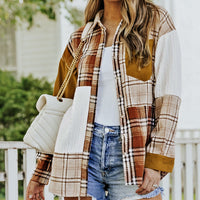 Plaid Color Block Dropped Shoulder Shacket