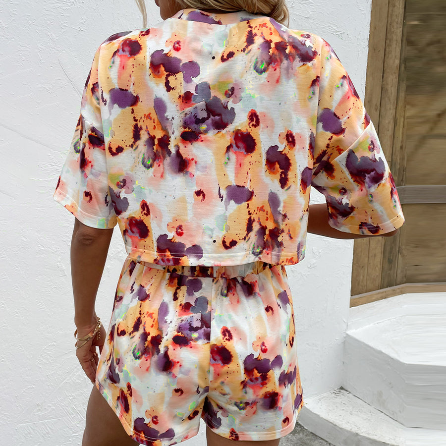 Printed Half Sleeve Top and Shorts Set