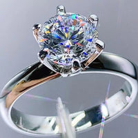 925 Sterling Silver 3 Carat Moissanite 6-Prong Ring