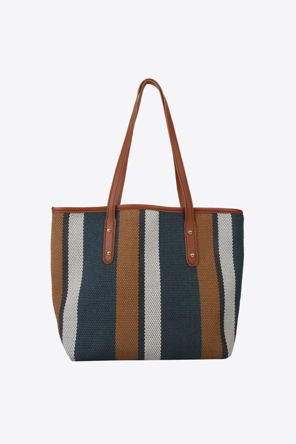 Taupe and turquoise stripe bag