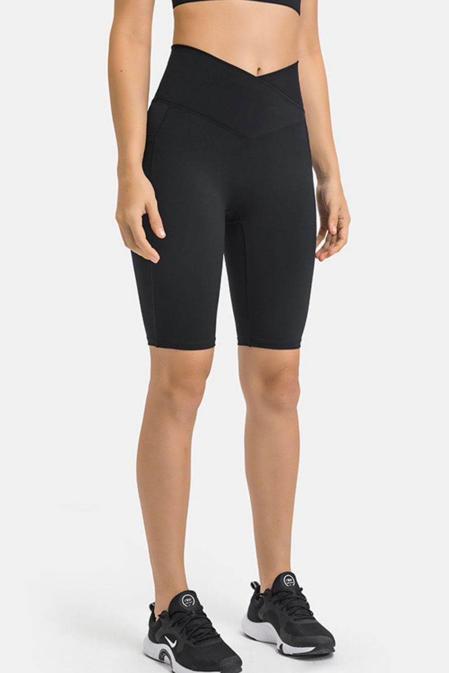 Aromel Apparel Active Black / 4 Active-High Waist Biker Shorts with Pockets