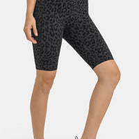 Aromel Apparel Active Black Leopard / 4 Active-High Waist Biker Shorts with Pockets