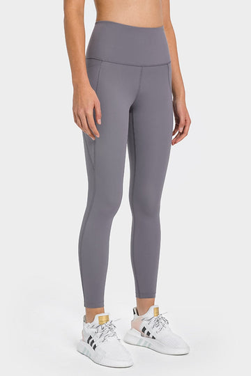 Aromel Apparel Active Gray / 4 Active-High Waist Ankle-Length Yoga Leggings with Pockets