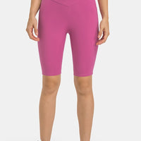 Aromel Apparel Active Hot Pink / 4 Active-High Waist Biker Shorts with Pockets