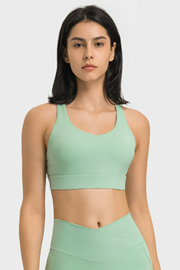 Aromel Apparel Active Mint / 4 Active-Breathable Crisscross Back Sports Bra