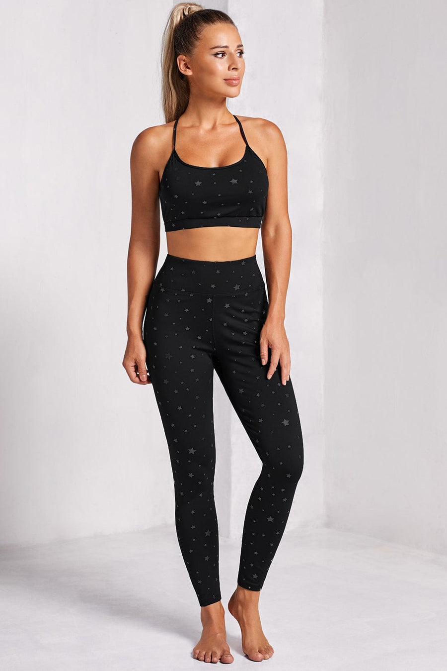 Aromel Apparel Active set Black / S Set-Star Sports Bra and Leggings