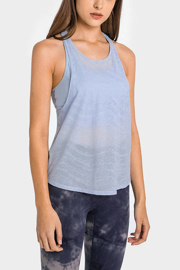 Aromel Apparel Active tops Sky Blue / 4 Active-Spliced Mesh Racer Back Tank