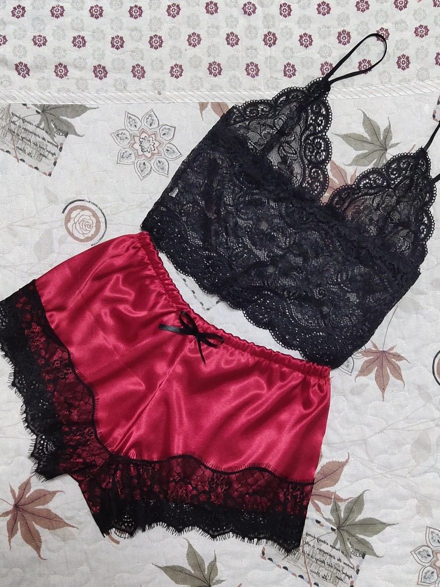 Aromel Apparel Apparel & Accessories 5XL / Red Plus size Lace Cami and Brief  Sleep Set