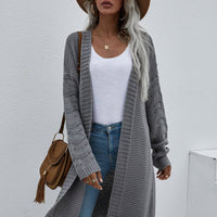 Aromel Apparel Cardigan Gray / S Horizontal Ribbing Open Front Duster Cardigan