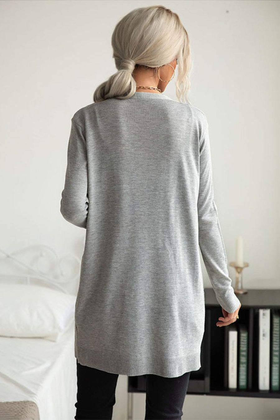 Aromel Apparel Cardigan Ribbed Longline Open Front Cardigan